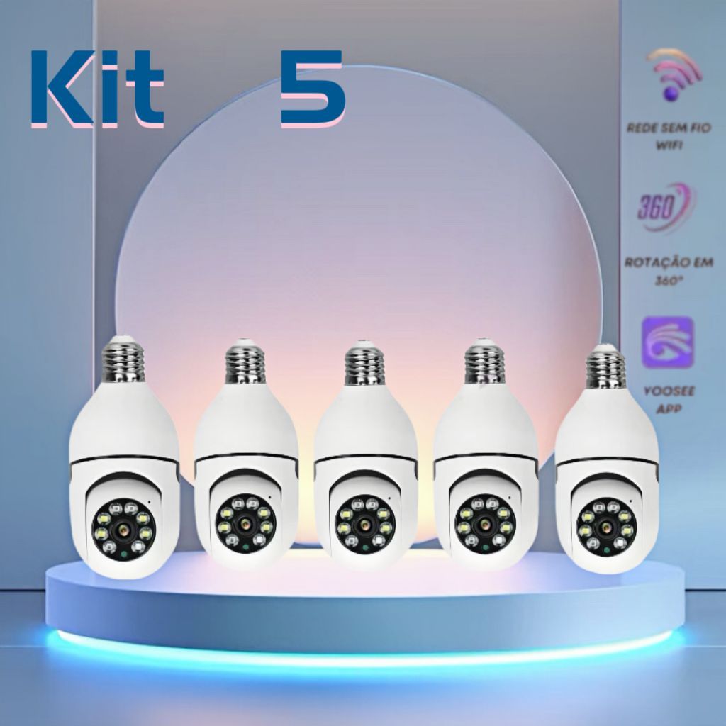 Kit Câmera de segurança a Prova D'água sem fio gira 360 com app Yousee full HD visão notturna