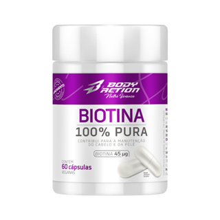 Biotina 100% Pura 45mcg 60 Cápsulas Bodyaction em Oferta na Shopee