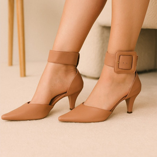 Scarpin Salto Baixo 6cm Sapato Feminino Bico Fino Fivela Forrada Confort 130 em Oferta na Shopee