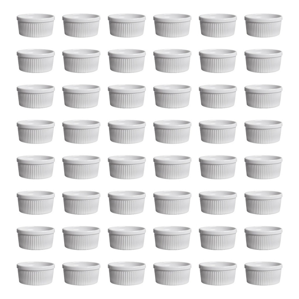 Kit 60 Ramekin 150ml Porcelana cor Branca Finger Foods Servir Buffet