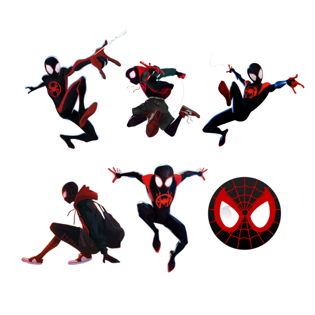 Ímãs Magnéticos Tema Homem-Aranha (Miles Morales) – Decoração para Geladeira (6 unid)