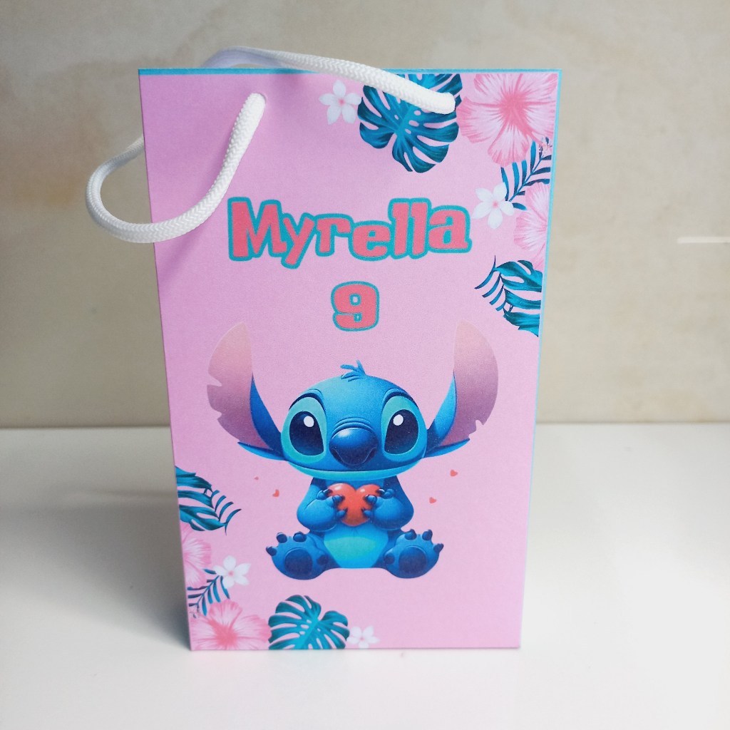 Sacolinha Stitch Tamanho P Surpresa Personalizada  Lembrancinha  PEGUE E MONTE