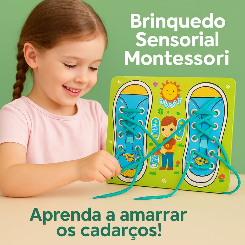 Tênis Amarrar Cadarço Brinquedo Educativo Sensorial Coordenação Motor em Oferta na Shopee