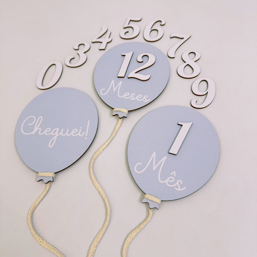 Kit mesversário 3 Balões - Azul Bebê Menino em Oferta na Shopee