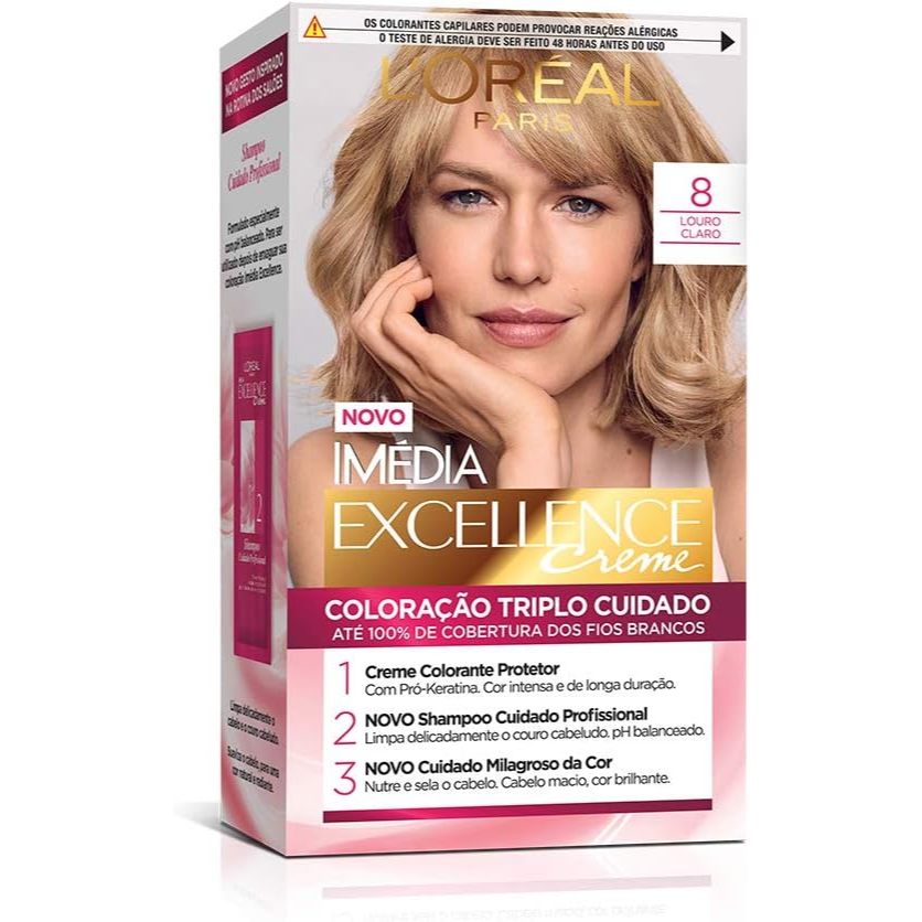 Tinta De Cabelo Imédia Excellence 8 Louro Claro em Oferta na Shopee