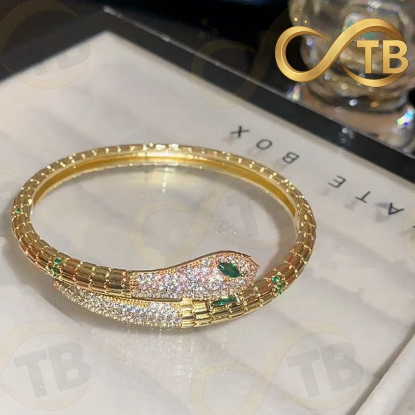 TB Moda Feminina Pulseira Serpente-Ouro Banhado & Prata com Strass Brilhe.O presente perfeito em Oferta na Shopee