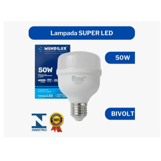 Lampada Super Led 50w Bulbo E27 Luz Branca Alta Potencia em Oferta na Shopee