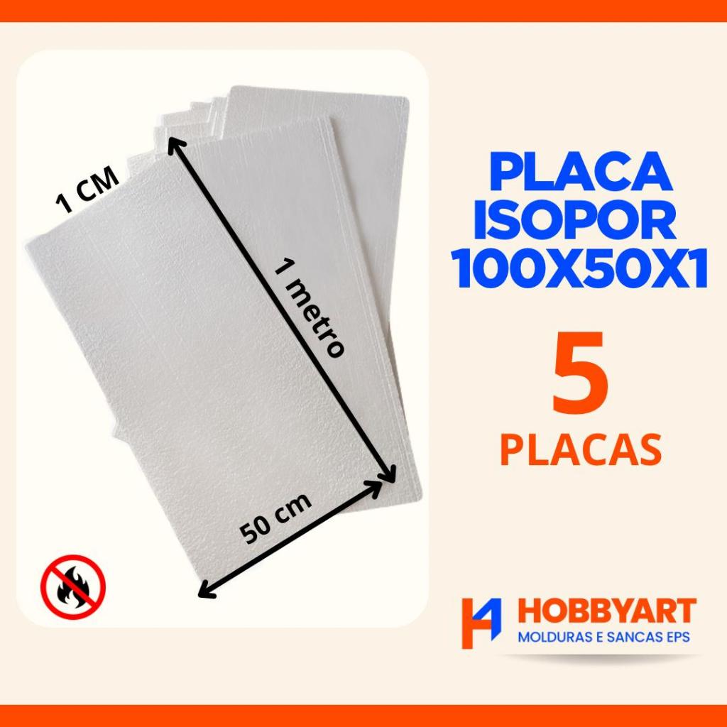 Placa Isopor Kit 5 Placas eps 100X50X1 - Material leve e versátil antichamas - Hobbyart Molduras
