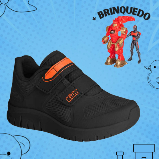 Tênis Infantil Menino Kidy Original Play Calce Fácil Preto Anatômico Conforto Macio Antiderrapante em Oferta na Shopee