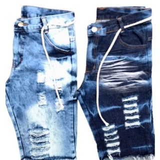 Kit com 2 shorts Jeans Masculino Bermuda Rasgada Short Desfiado Rasgadinho Envio Imediato