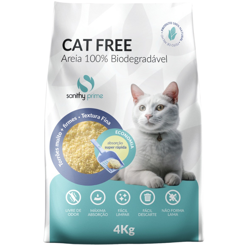 Areia Higiênica para Gatos Cat Free - 100% Biodegradavel não deixa cheiro