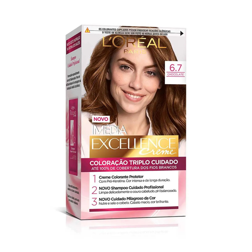 Tinta De Cabelo Imédia Tintura Excellence 6.7 Chocolate Puro em Oferta na Shopee