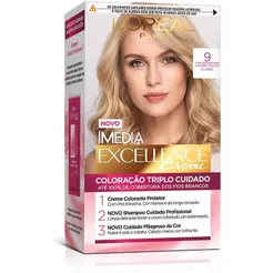 Tinta De Cabelo Imédia Excellence 9 Louro Muito Claro