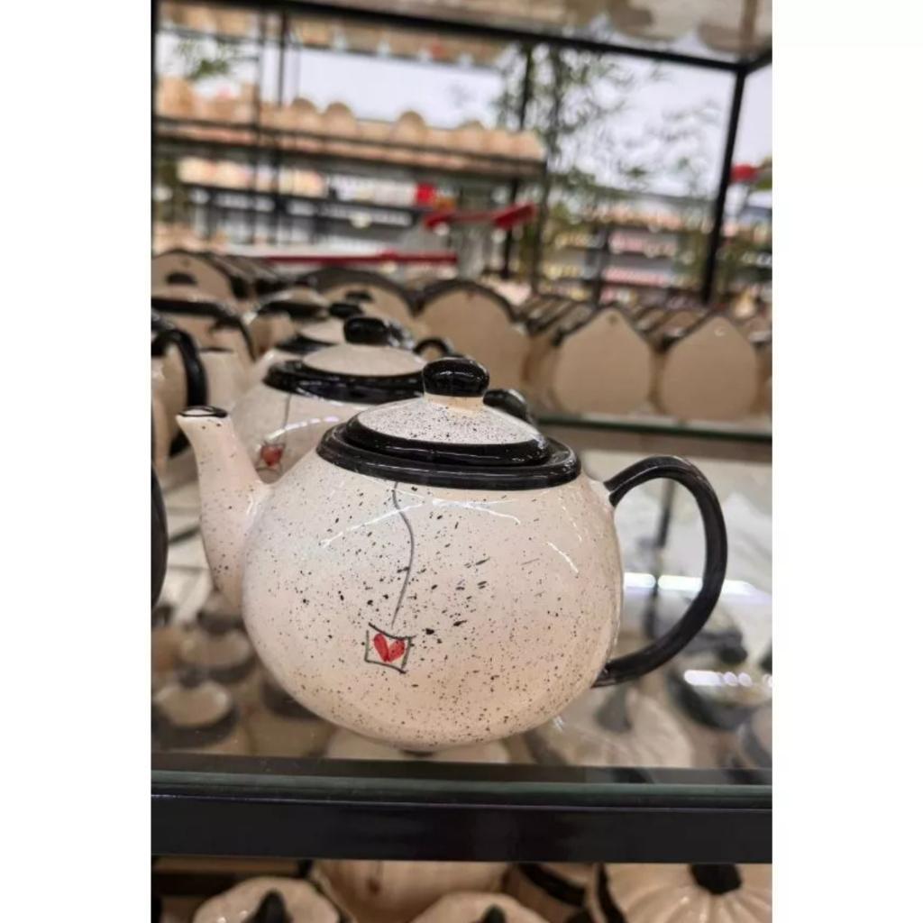 Bule Cêramica Pequeno 600ml Para Café e Chá Desenhado á Mão