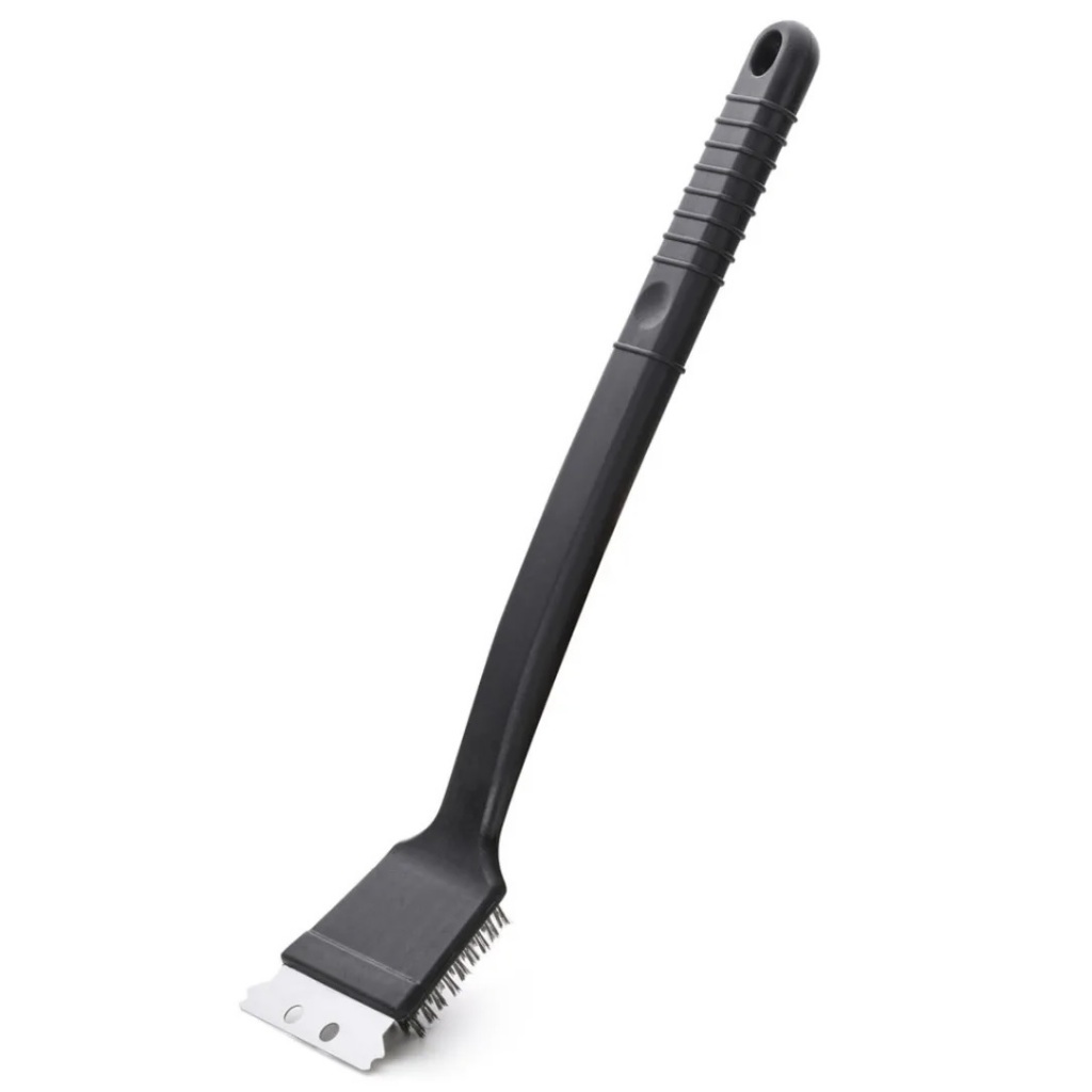 Escova Limpa Grelha Espátula Aço Inox e Cerdas Nylon Bel