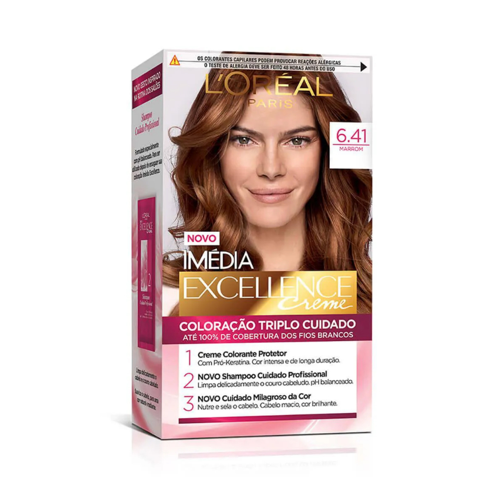 Tinta De Cabelo Imédia Excellence 6.41 Marrom em Oferta na Shopee