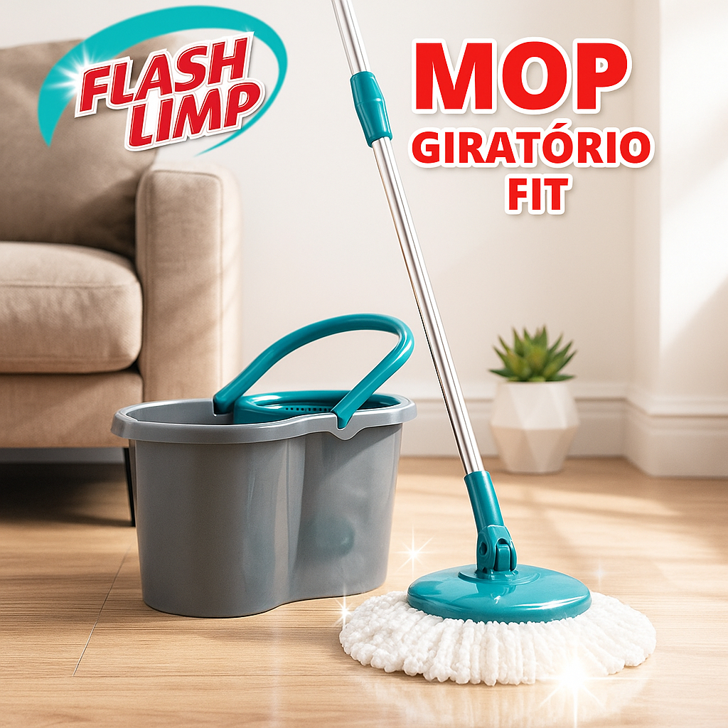 Mop Flash Limp Giratório 8 Litros - ORIGINAL FLASH LIMP Esfregão  de limpeza