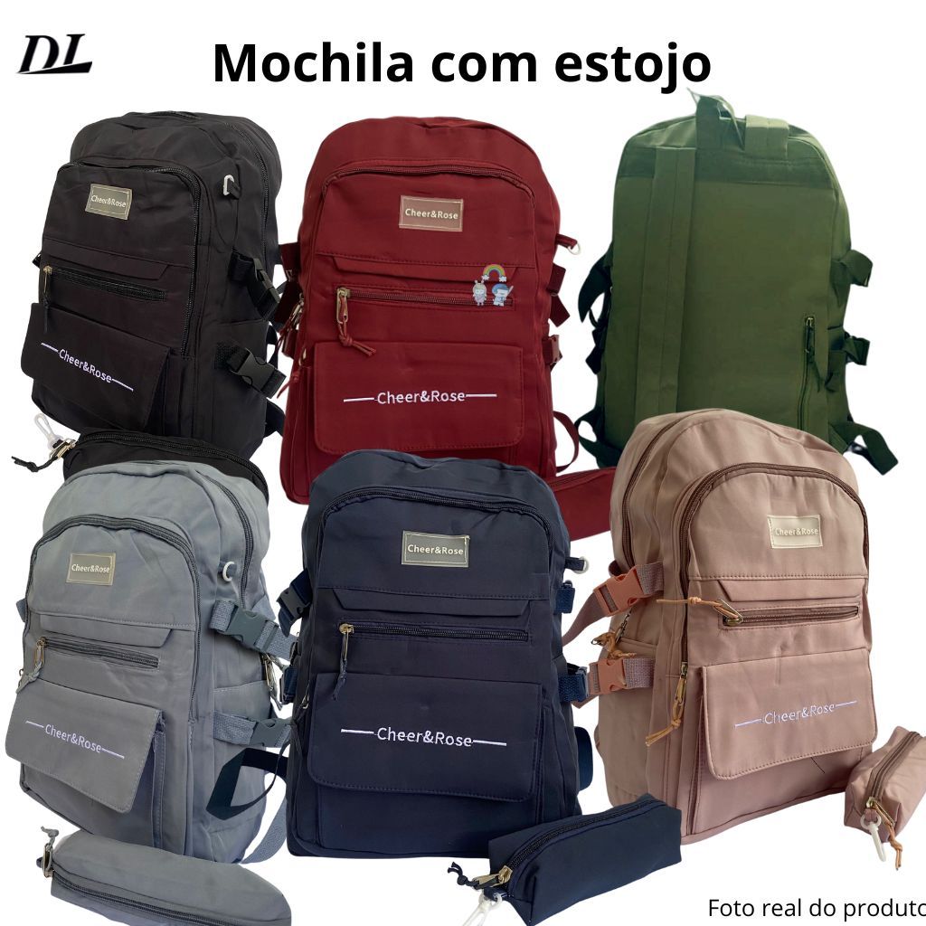 Mochila Escolar Feminina Com Estojo Um Bolso Antifurto e para Notebook Resistente de Alta Qualidade