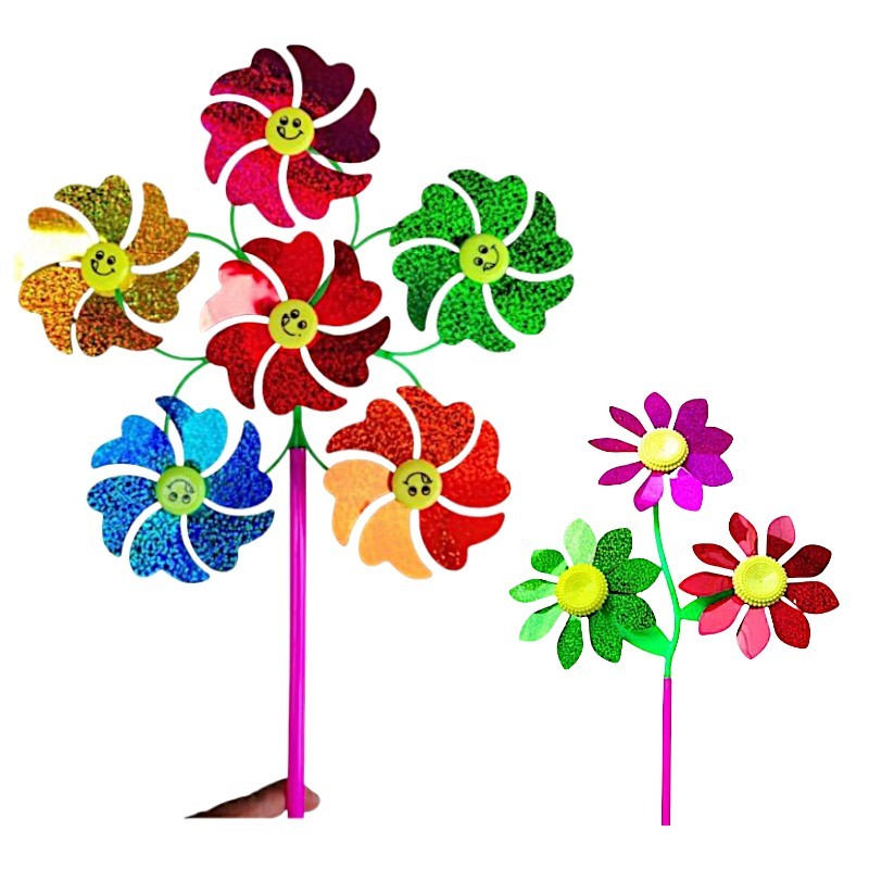 Cata-vento Flores Artificiais 6 em 1 Decoração Festa E Jardim Vovó Catavento Varanda 3 em 1