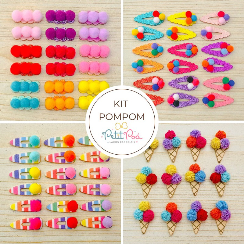 KIT ADESIVO PET POMPOM - BANHO E TOSA (48 ITENS) em Oferta na Shopee