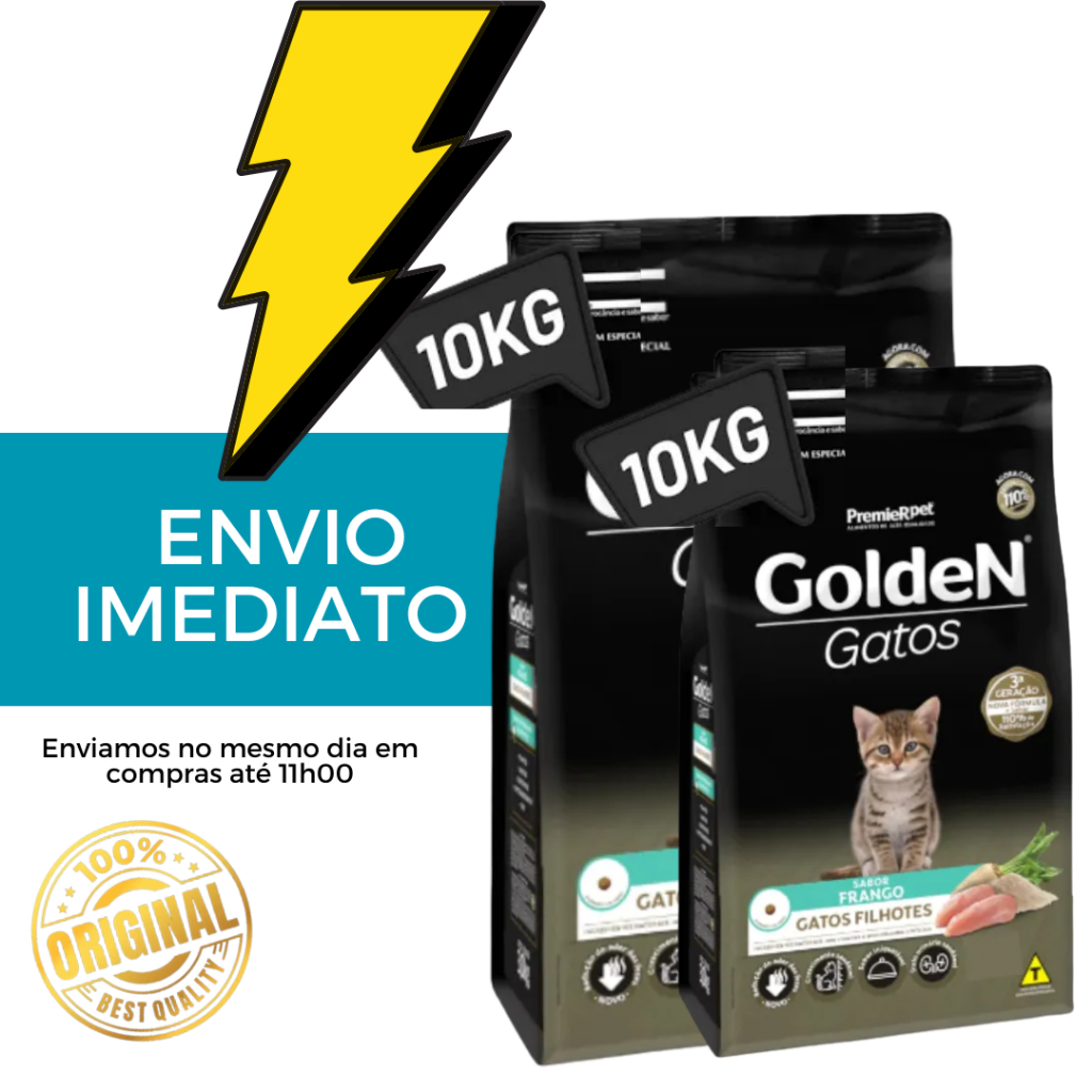 Raçao p/Gatos Golden Gatos Filhote sabor frango 10.1kg - Envio Imediato