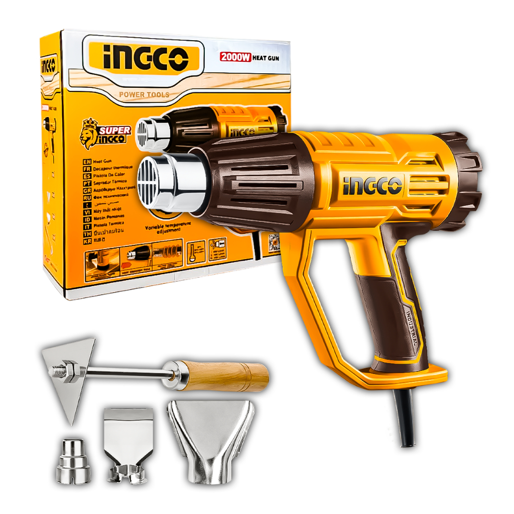 INGCO Soprador Térmico 2000W 220V com Botão Rotativo de Temperatura e Seletor de Fluxo