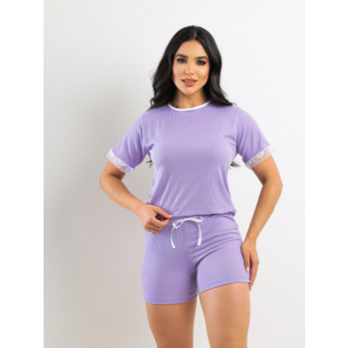 Promoção Pijama Curto Em Malha Suede Blogueirinha Short e Blusa Amamentação