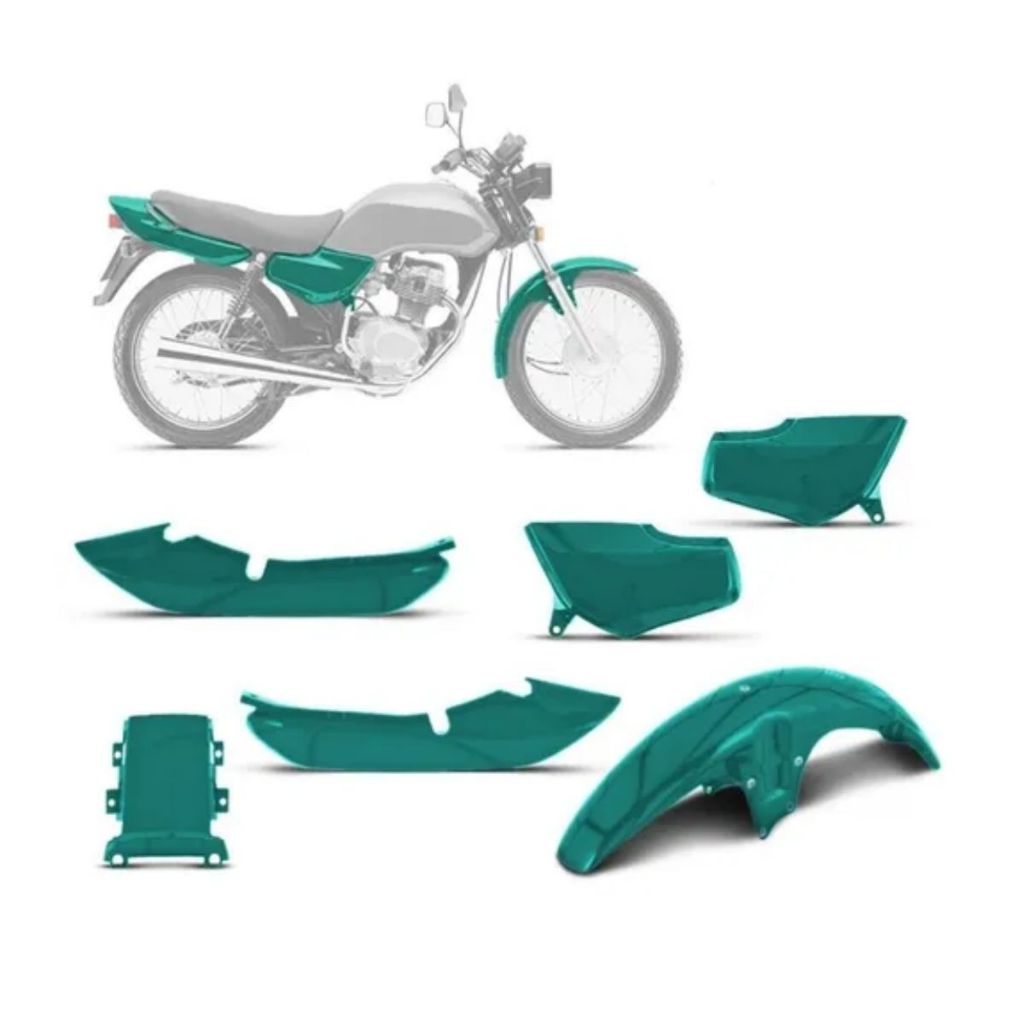 Conjunto Carenagem Moto Honda Titan  1997 1998 1999 Tampa Lateral + Rabeta + Paralama
