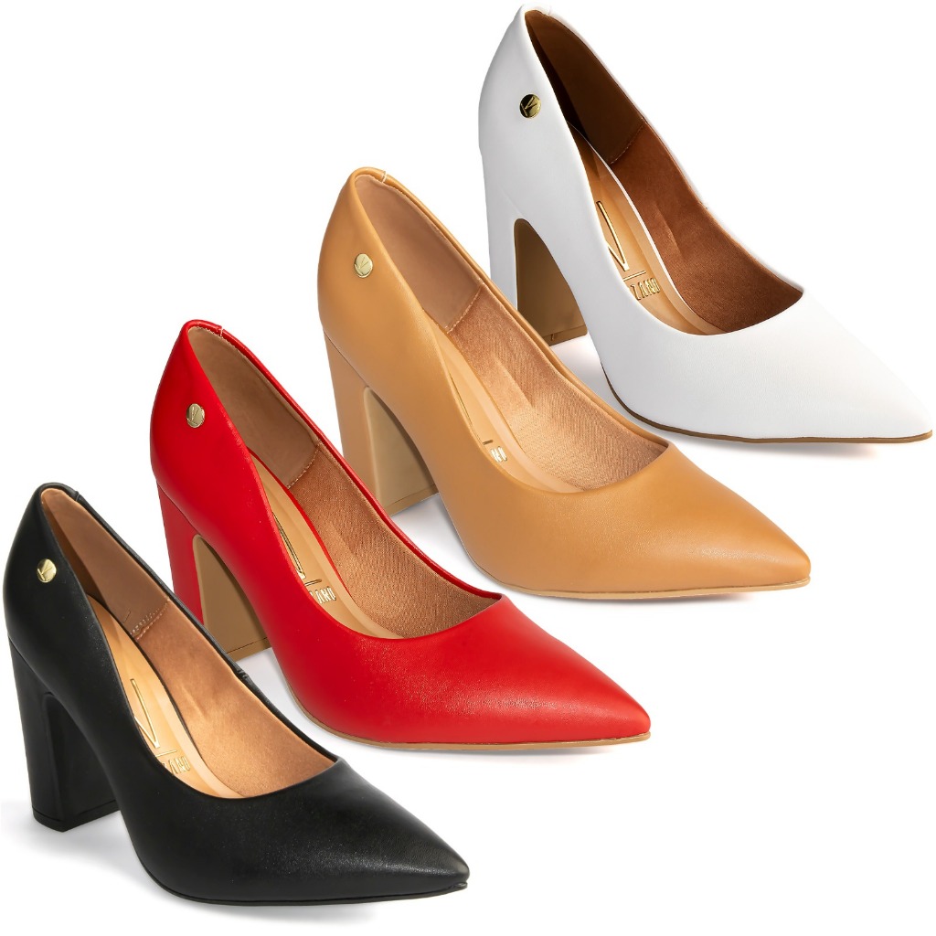 Sapato Scarpin Vizzano Salto Alto Bloco Confortável 1285 em Oferta na Shopee
