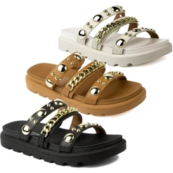 Sandália Vizzano Papete Feminina Tiras Tendência Moda 6510