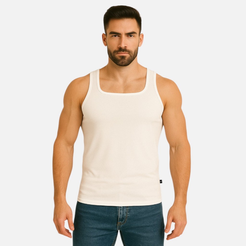 Camiseta Regata Masculina Tank Gringa Americana Básica Slim Fit Viscose Elastano Rapper Academia