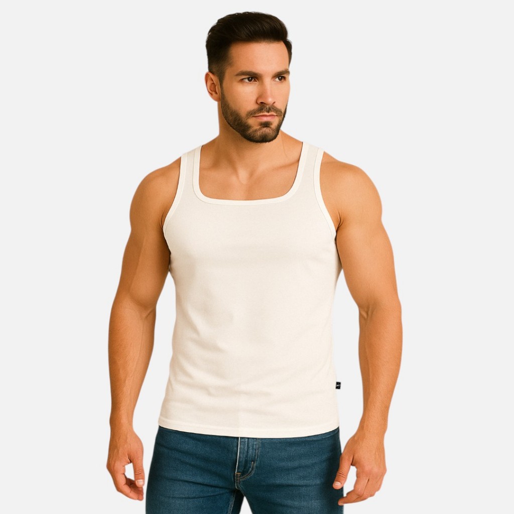 Camiseta Regata Masculina Tank Básica Slim Elastano Academia Viscose Gringa Americana Viscolycra