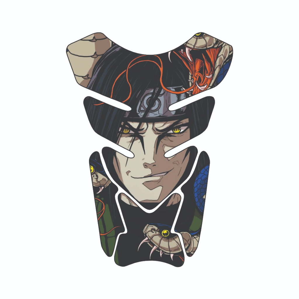 Protetor de Tanque Resinado Modelo Orochimaru Naruto Ninja Tankpad Universal Alto Relevo 3D para Moto