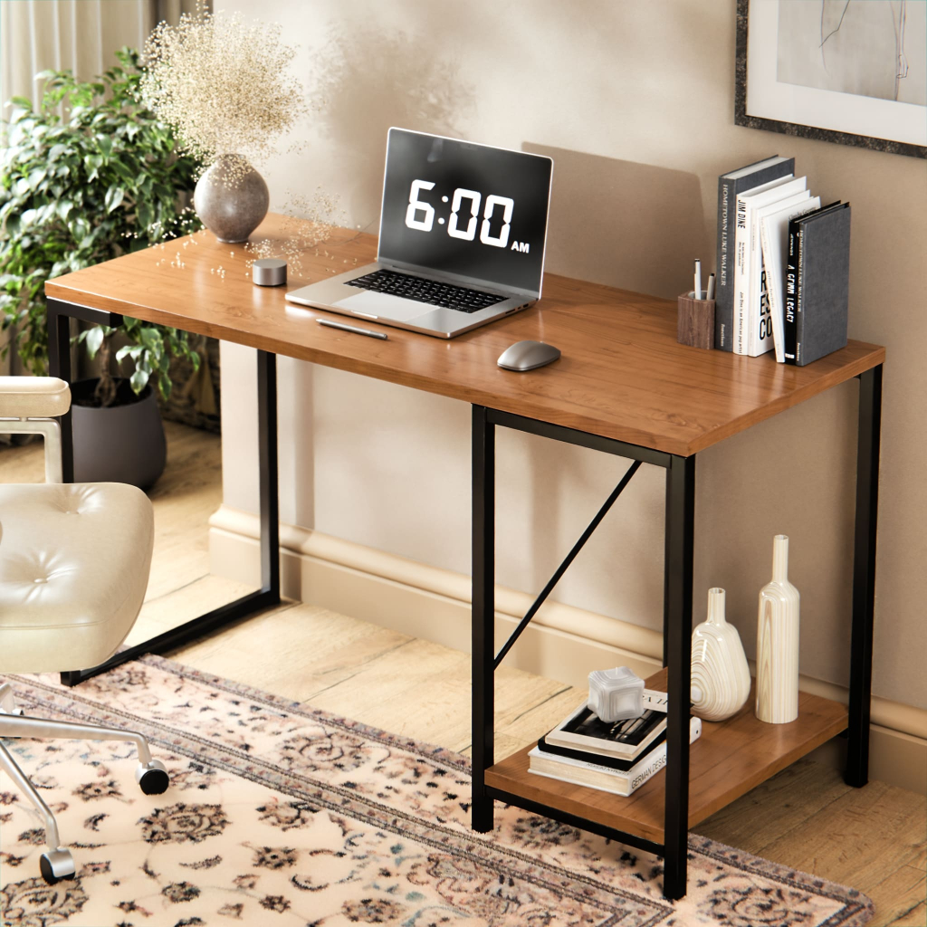 Escrivaninha Industrial Home Office com Estrutura de Aço - Mesa de Computador para Escritório e Est