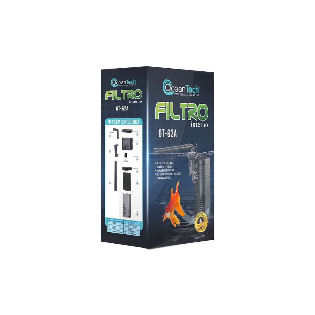 Filtro Interno Para Aquário Aquaterrário Ocean tech Ot-062a 300l/h 2w com bomba Voltagem 127v peixes