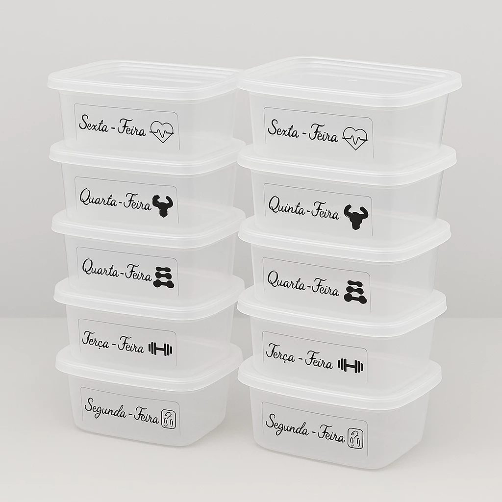 kit Potes Organizadores 500ml – Opções com 5 ou 10 Unidades para Marmitas e Refeições Semanais Comida Congelada Fitness — imagem 1