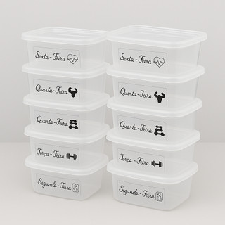 kit Potes Organizadores 500ml – Opções com 5 ou 10 Unidades para Marmitas e Refeições Semanais Comida Congelada Fitness
