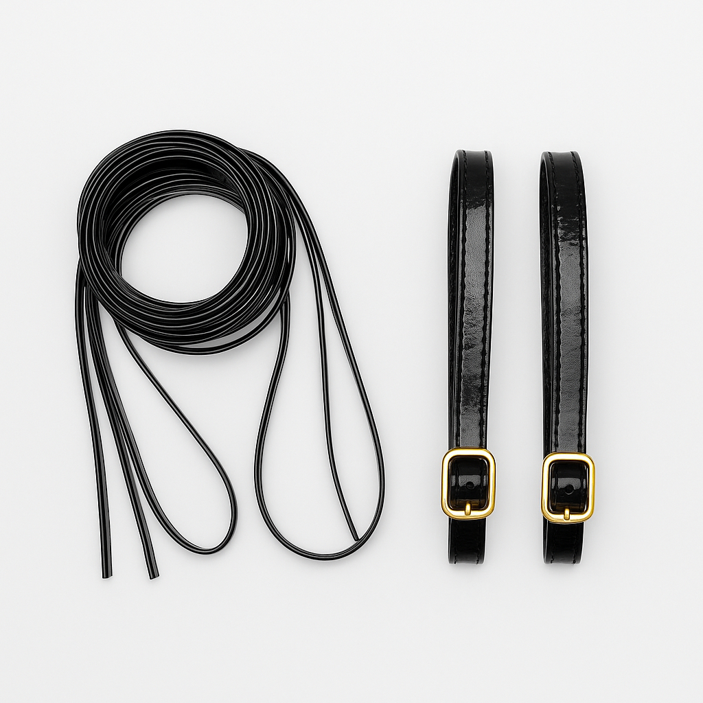 Par De Tornozeleira Fivela Banhada Para Sandalia Scarpin Ajustavel e Mais Par De Tiras Amarração