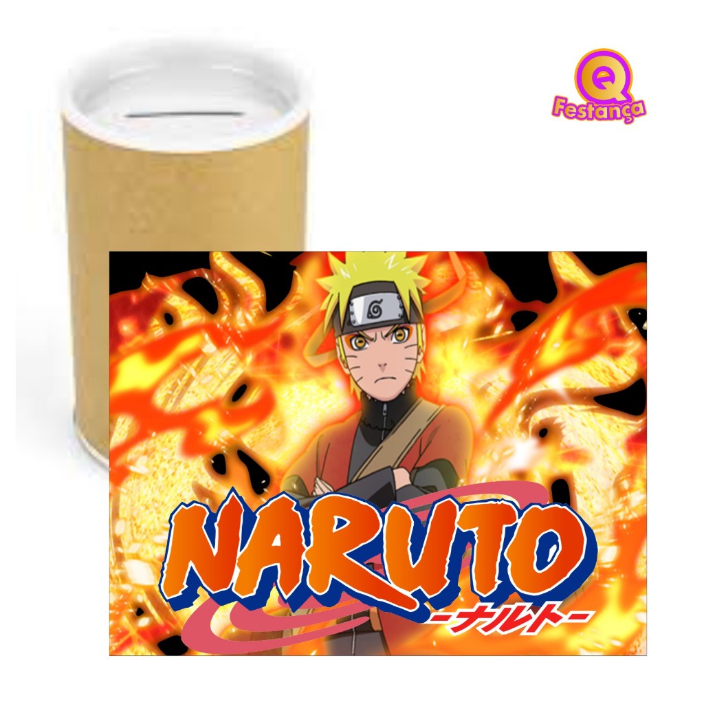 Cofrinho de Papelão + Adesivo Naruto VÁRIAS CORES - Cofre Lembrancinha Festa Aniversário