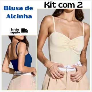 KIT COM 2 BLUSAS DE ALCINHA FEMININA AJUSTA NO CORPO em Oferta na Shopee