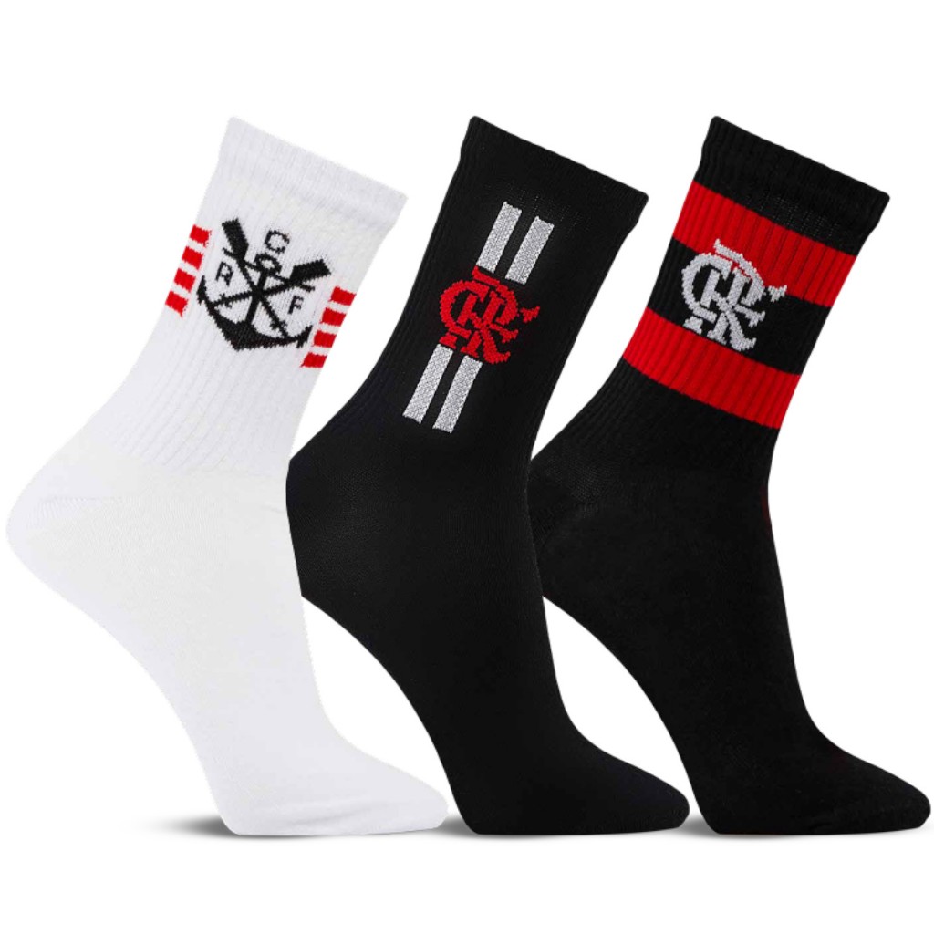 Kit 3 Pares Meia Esportiva Running Bike Gym Flamengo em Oferta na Shopee