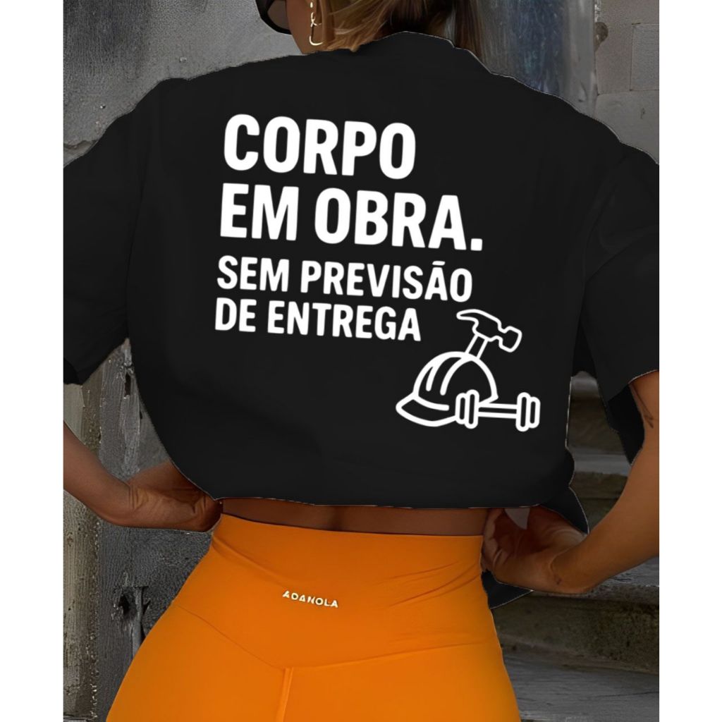 Camiseta Camisa Tshirt 100% Algodão Gym Treino Academia Musculação Fitness Oversized Corpo em Obras em Oferta na Shopee
