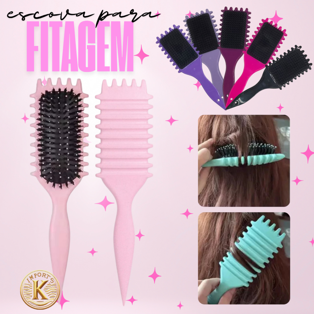 Escova Fitagem HOT Bounce Escova De Cachos Definição para Cabelo Cacheado