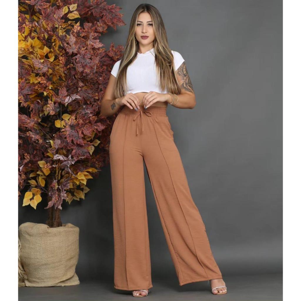 calças pantalona lisa de duna calça social perna larga calca pantalona elegante