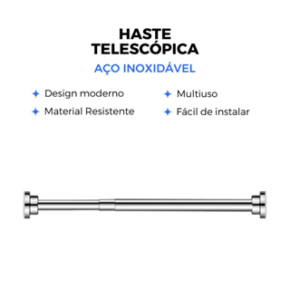 Varão Extensivo Ajustável Inox Cortina Chuveiro Banheiro Trilho Guarda-Roupa Multiuso Suporte Apoio em Oferta na Shopee