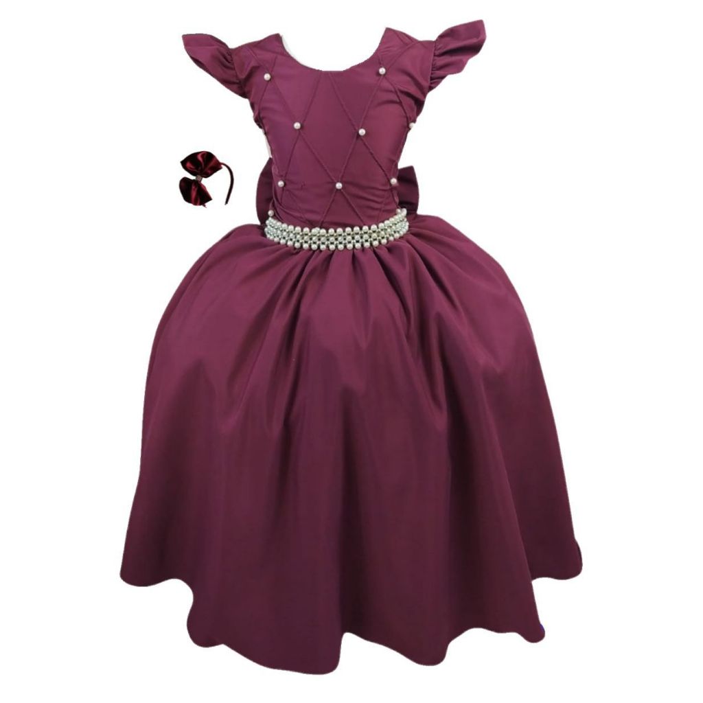 Vestido Infantil Longo Estilo Princesa Para Festa Aniversario Casamento Com Tiara