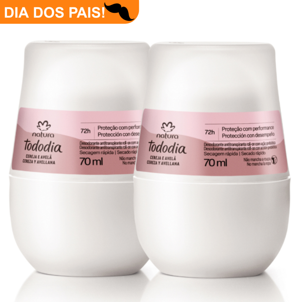 Kit Desodorante Roll-on Tododia Cereja e Avelã (2 unidades) ou Cereja e Avelã + Roll-on HOMEM-Natura