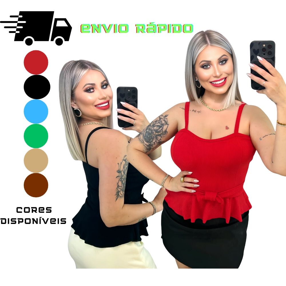 Blusinha com Bojo Feminina  Anarruga, Detalhe Frontal – Look Fashion do Momento em Oferta na Shopee