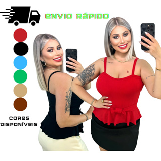 Blusinha com Bojo Feminina  Anarruga, Detalhe Frontal – Look Fashion do Momento em Oferta na Shopee