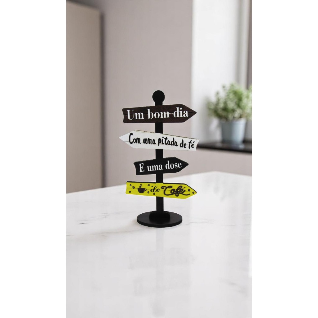 Placa Decorativa De Mesa Seta Direção Um Bom Dia Mdf em Oferta na Shopee